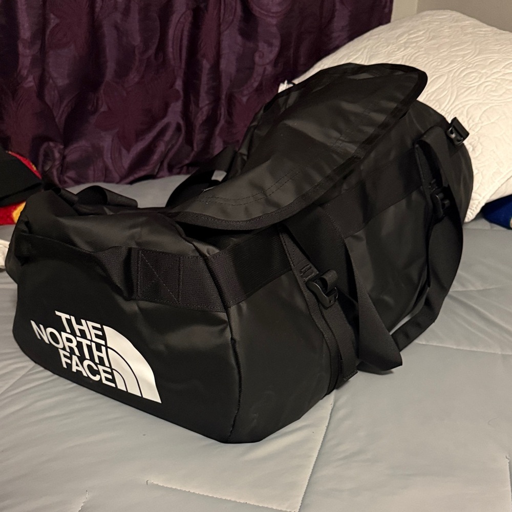 The North Face Black Duffel with White Logo